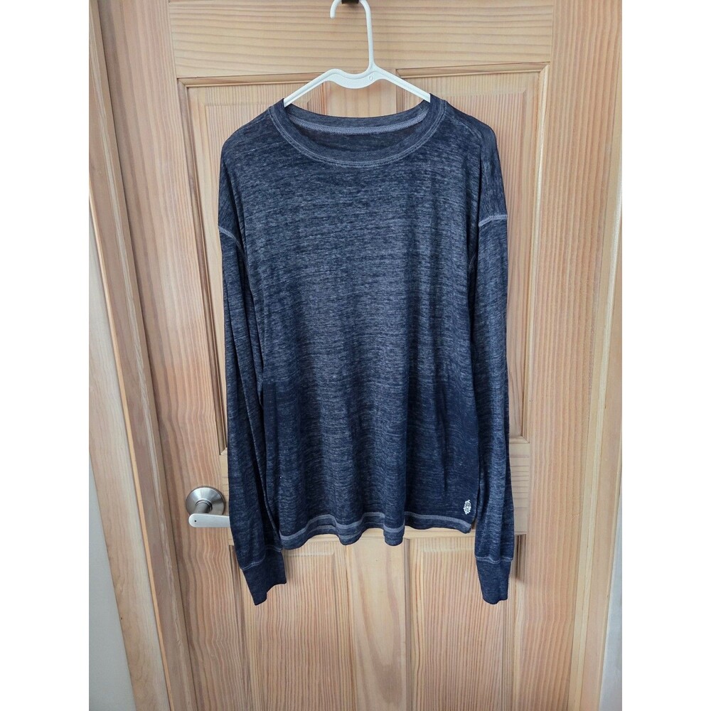 FP Movement Free People Navy Blue Long Sleeve Scoop Neck Sheer Shirt Large